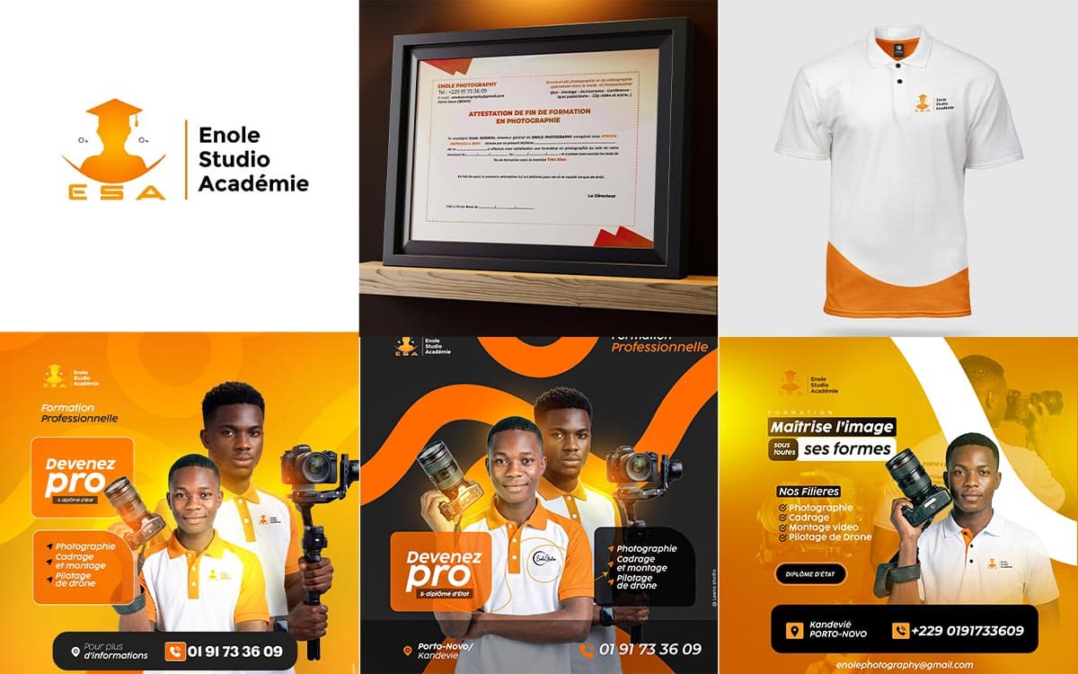 Identité visuelle réalisée pour Enole Studio Académie