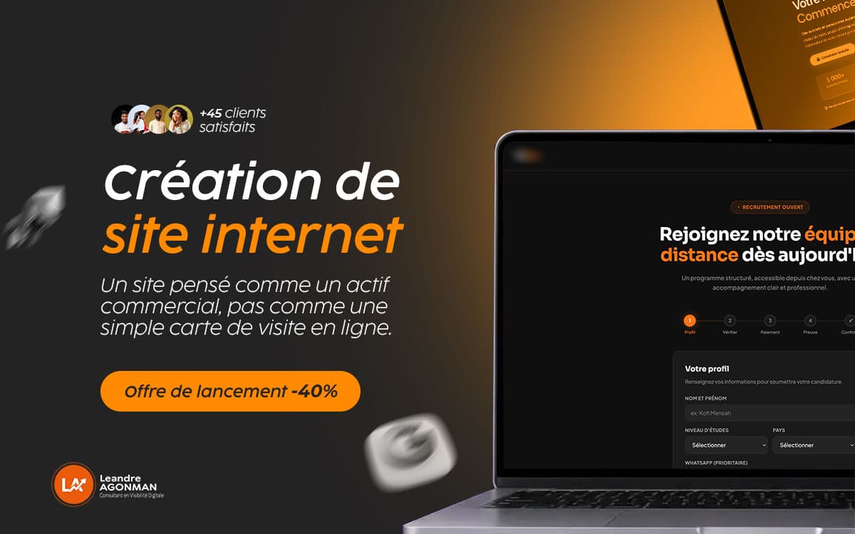 Écran d'ordinateur affichant un site internet professionnel moderne
