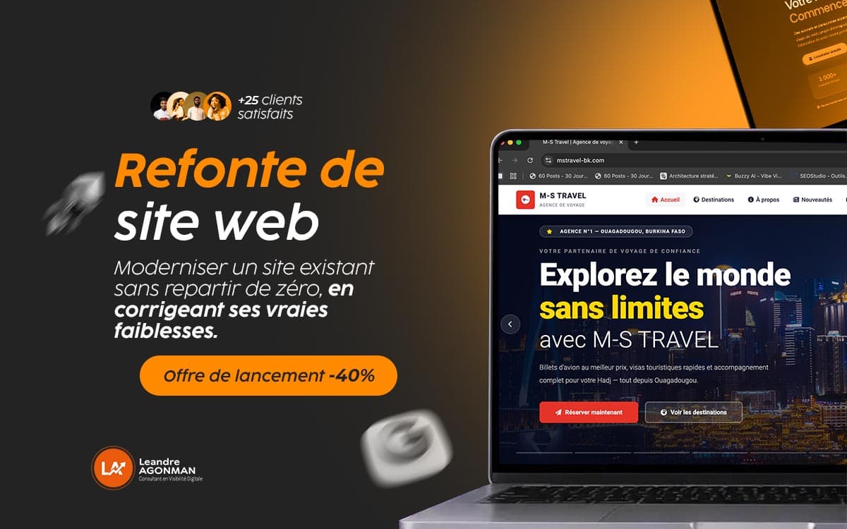Avant-après de la refonte d'un site internet professionnel