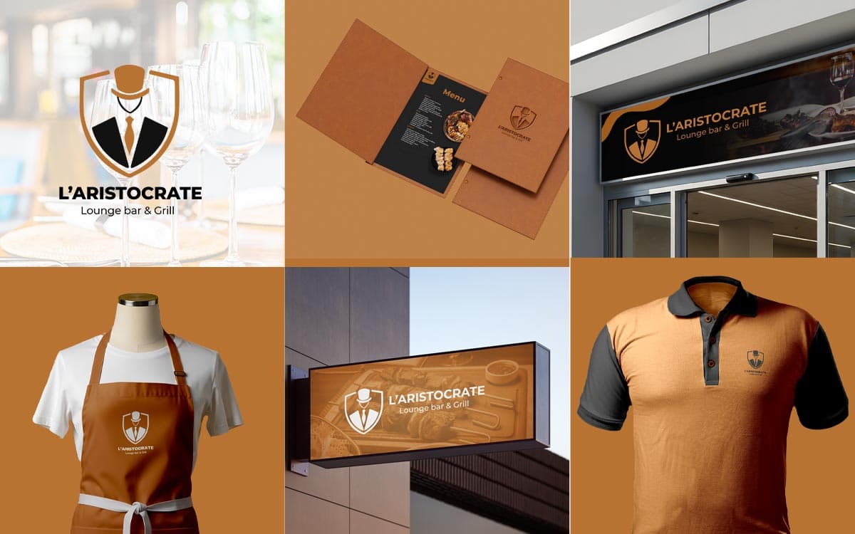 Identité visuelle réalisée pour L'Aristocrate Lounge Bar & Grill