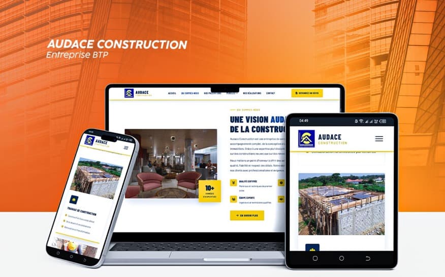 Site web réalisé pour Audace Construction