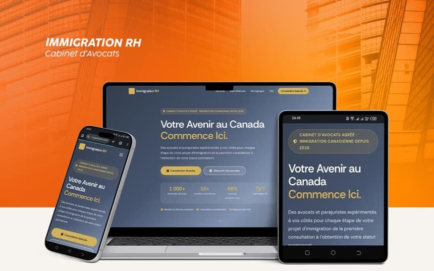Site web réalisé pour Immigration RH