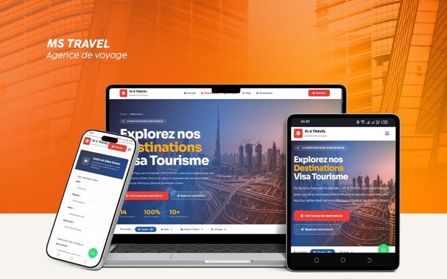 Site web réalisé pour MS Travel, agence de voyage