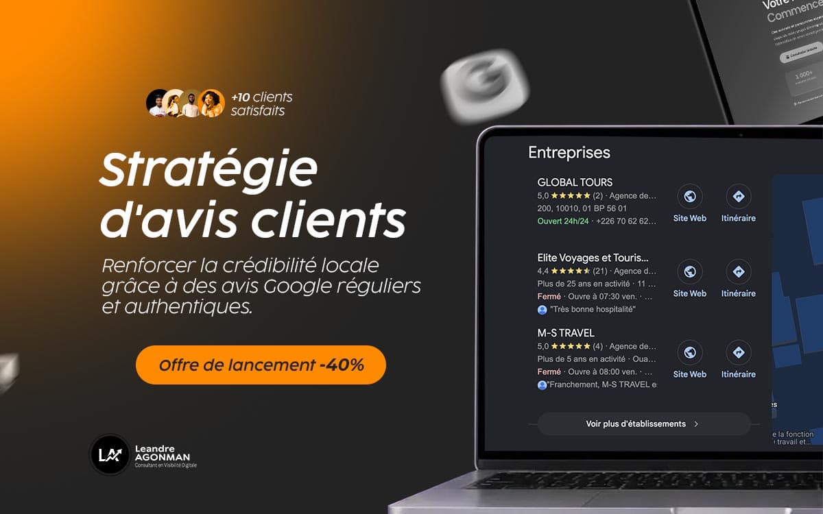 Étoiles d'avis clients Google affichées sur écran